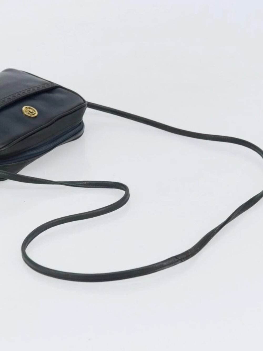 Christian Dior Shoulder Bag Leather Navy Gold Auth bs33276 - Picture 8 of 15